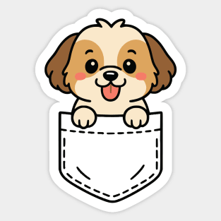 Cute Shih Tzu Puppy Pocket Pal Funny Shih Tzu Small Dog Sticker